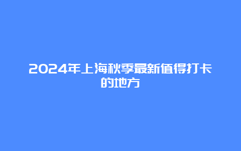 2024年上海秋季最新值得打卡的地方