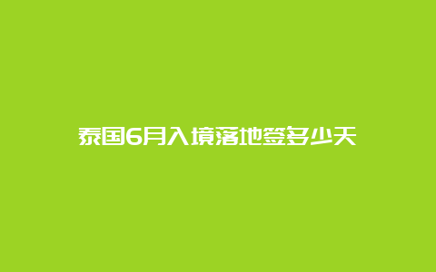 泰国6月入境落地签多少天