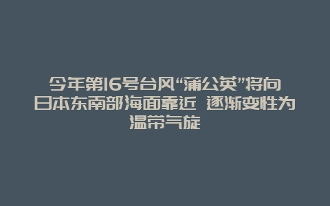 今年第16号台风“蒲公英”将向日本东南部海面靠近 逐渐变性为温带气旋