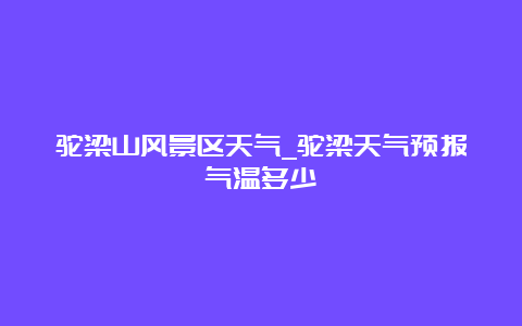 驼梁山风景区天气_驼梁天气预报气温多少