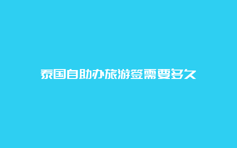 泰国自助办旅游签需要多久