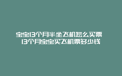 宝宝13个月半坐飞机怎么买票 13个月宝宝买飞机票多少钱