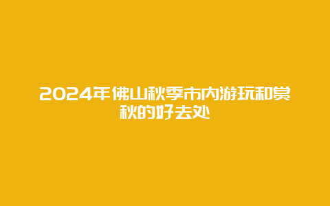 2024年佛山秋季市内游玩和赏秋的好去处