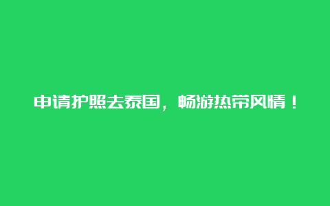 申请护照去泰国，畅游热带风情！