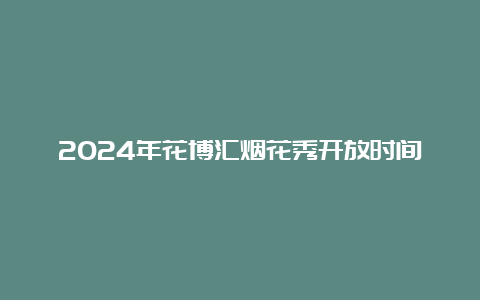 2024年花博汇烟花秀开放时间