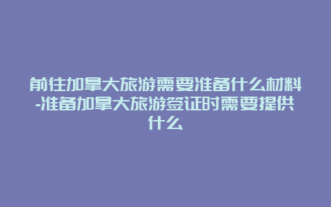 前往加拿大旅游需要准备什么材料-准备加拿大旅游签证时需要提供什么