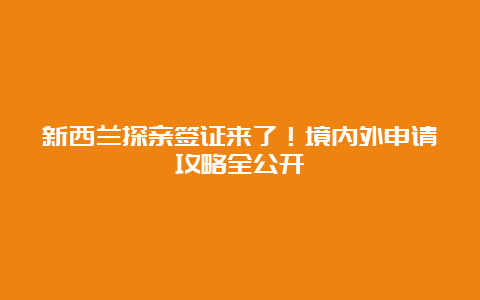 新西兰探亲签证来了！境内外申请攻略全公开