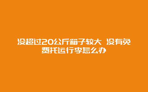 没超过20公斤箱子较大 没有免费托运行李怎么办