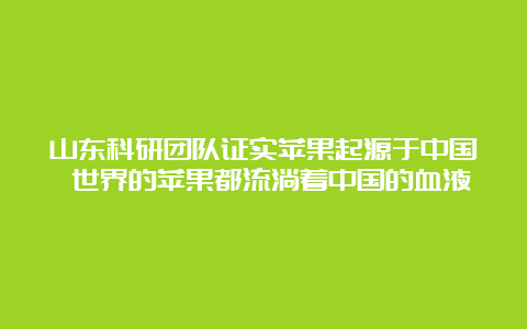 山东科研团队证实苹果起源于中国 世界的苹果都流淌着中国的血液