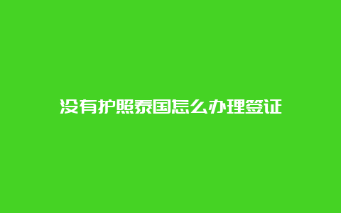 没有护照泰国怎么办理签证