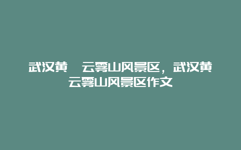 武汉黄陂云雾山风景区，武汉黄陂云雾山风景区作文