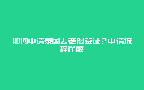 如何申请泰国去老挝签证？申请流程详解