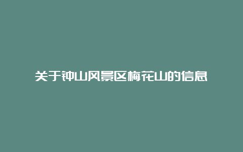 关于钟山风景区梅花山的信息