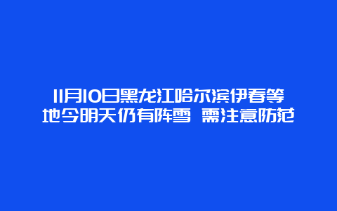 11月10日黑龙江哈尔滨伊春等地今明天仍有阵雪 需注意防范