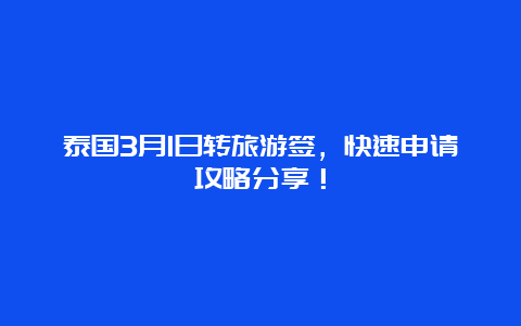 泰国3月1日转旅游签，快速申请攻略分享！