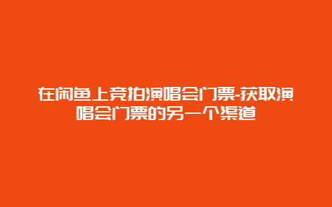 在闲鱼上竞拍演唱会门票-获取演唱会门票的另一个渠道