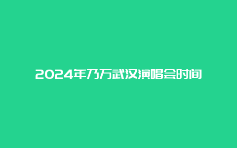 2024年乃万武汉演唱会时间