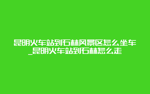 昆明火车站到石林风景区怎么坐车_昆明火车站到石林怎么走