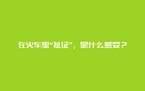 在火车里“扯证”，是什么感受？