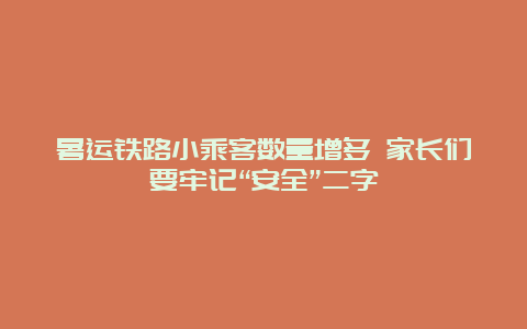 暑运铁路小乘客数量增多 家长们要牢记“安全”二字