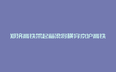 郑济高铁架起箱梁将横穿京沪高铁