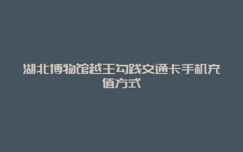 湖北博物馆越王勾践交通卡手机充值方式