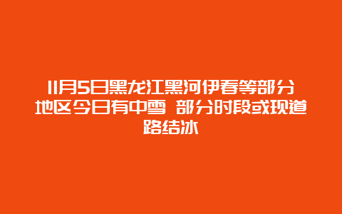 11月5日黑龙江黑河伊春等部分地区今日有中雪 部分时段或现道路结冰