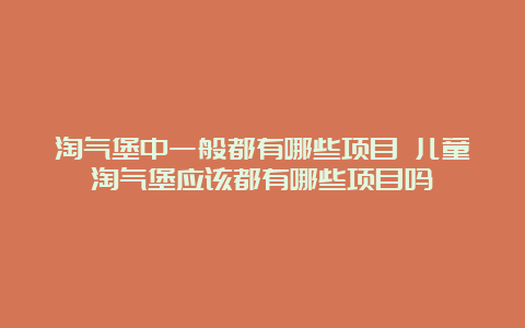 淘气堡中一般都有哪些项目 儿童淘气堡应该都有哪些项目吗