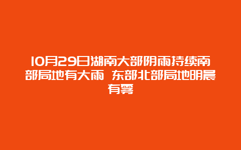 10月29日湖南大部阴雨持续南部局地有大雨 东部北部局地明晨有雾