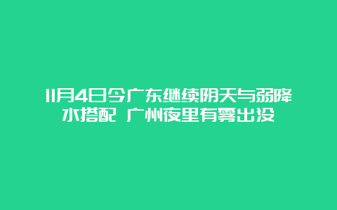 11月4日今广东继续阴天与弱降水搭配 广州夜里有雾出没