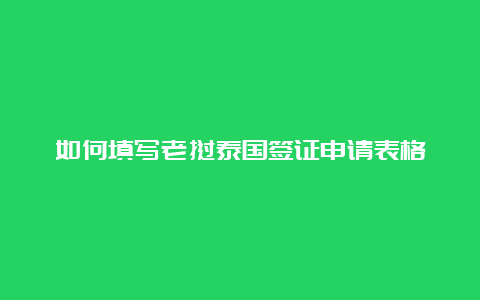 如何填写老挝泰国签证申请表格