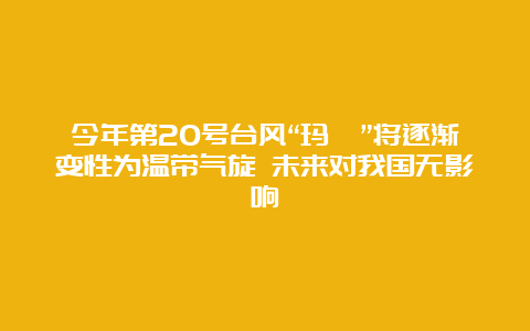 今年第20号台风“玛瑙”将逐渐变性为温带气旋 未来对我国无影响