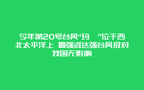 今年第20号台风“玛瑙”位于西北太平洋上 最强或达强台风级对我国无影响