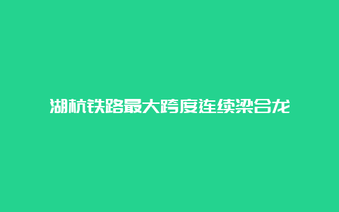 湖杭铁路最大跨度连续梁合龙