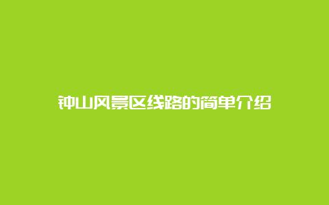 钟山风景区线路的简单介绍