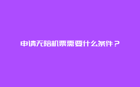 申请无陪机票需要什么条件？