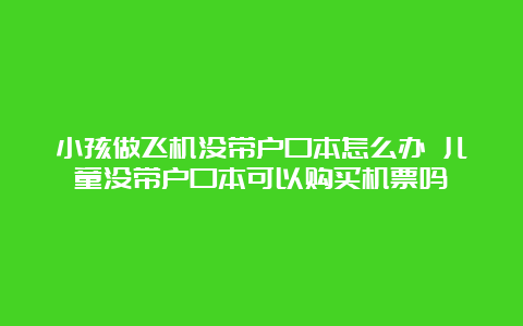 小孩做飞机没带户口本怎么办 儿童没带户口本可以购买机票吗