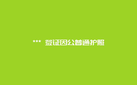 *** 签证因公普通护照