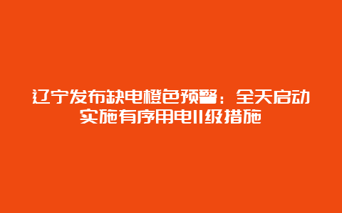 辽宁发布缺电橙色预警：全天启动实施有序用电II级措施