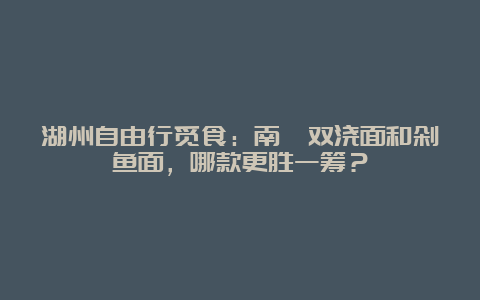 湖州自由行觅食：南浔双浇面和剁鱼面，哪款更胜一筹？