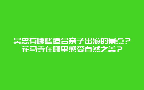 吴忠有哪些适合亲子出游的景点？花马寺在哪里感受自然之美？