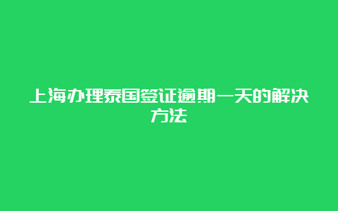 上海办理泰国签证逾期一天的解决方法