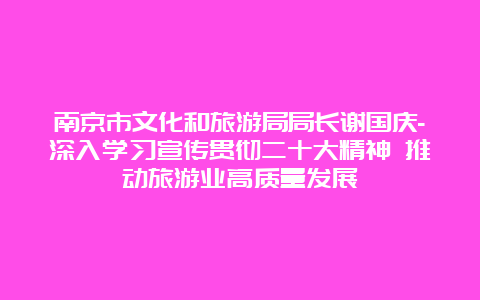 南京市文化和旅游局局长谢国庆-深入学习宣传贯彻二十大精神 推动旅游业高质量发展