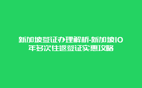 新加坡签证办理解析-新加坡10年多次往返签证实惠攻略