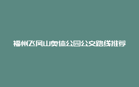 福州飞凤山奥体公园公交路线推荐