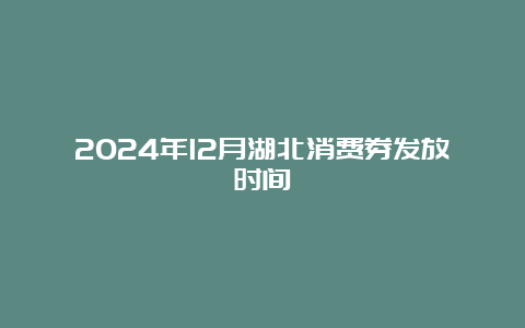 2024年12月湖北消费券发放时间