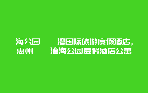 海公园巽寮湾国际旅游度假酒店，惠州巽寮湾海公园度假酒店公寓