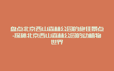 盘点北京西山森林公园的绝佳景点-探秘北京西山森林公园的动植物世界