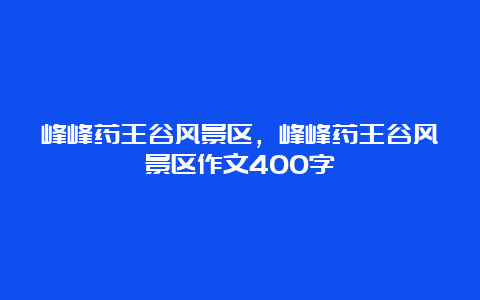 峰峰药王谷风景区，峰峰药王谷风景区作文400字