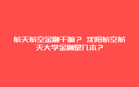 航天航空金融干嘛？ 沈阳航空航天大学金融是几本？